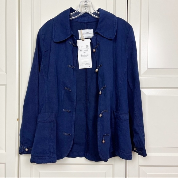 Zara NWT | Denim Jacket with Gold Toggles Closure Size Medium - Picture 6 of 7
